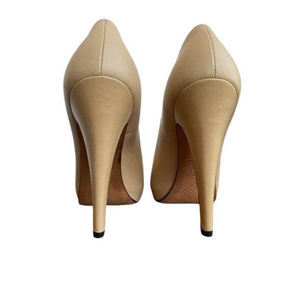 CHANEL Authentic Leather Heels Hidden Platform Nude Black Cap - EU 39/ US 9 - Picture 3 of 3